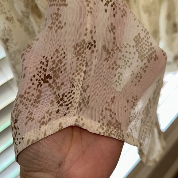 &me 14 Python Snake Print V Neck Button Down Sheer Career Blouse - Picture 7 of 10